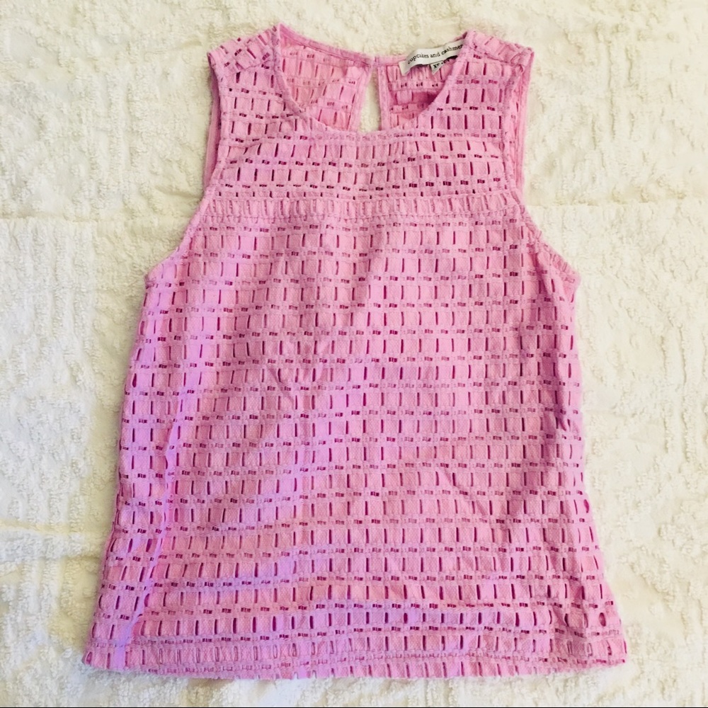 Pink eyelet sleeveless shirt cupcakes & cashmere
